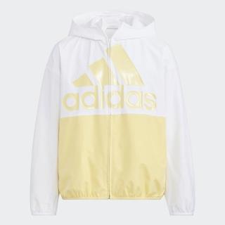 【adidas 愛迪達】外套 男童 女童 兒童 運動外套 風衣外套 亞規 JG STRWV JKT 白黃 HS1026