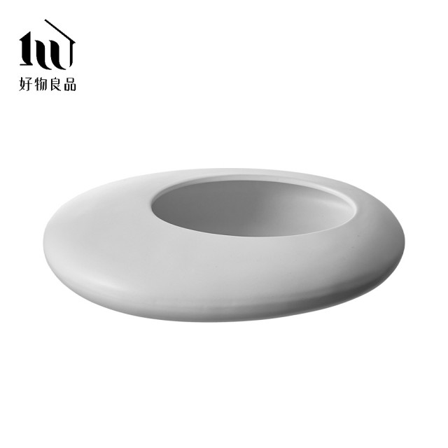 【好物良品】中式古典禪意扁形陶瓷花瓶(花藝花器 插花裝飾品 桌面餐桌擺飾)