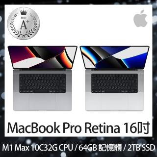 【Apple 蘋果】A+ 級福利品 MacBook Pro 16吋 M1 Max 10 CPU 32 GPU 64GB 記憶體 2TB SSD(2021)