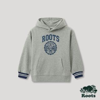 【Roots】Roots大童-運動派對系列 學院風LOGO連帽上衣(灰色)