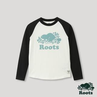 【Roots】Roots大童- 經典海狸LOGO有機棉棒球T恤(黑色)