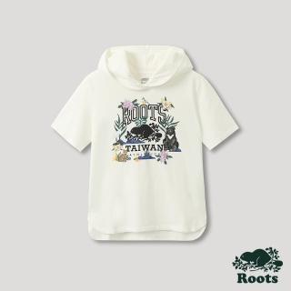 【Roots】Roots 女裝- 台灣日系列 動物元素連帽短袖T恤(白色)