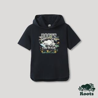【Roots】Roots 女裝- 台灣日系列 動物元素連帽短袖T恤(藍色)