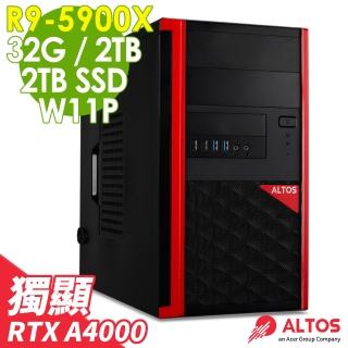 【Acer 宏碁】Altos P15F7 繪圖工作站 R9-5900X/32G/2TSSD+2TB/RTX A4000 16G/700W/W11P(獨顯雙碟)