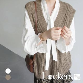 【Lockers 木櫃】秋季韓系休閒馬甲兩件式上衣 L111082901(兩件式上衣)