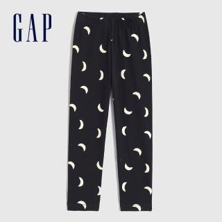 【GAP】女幼童 布萊納系列 印花針織長褲(434262-黑色)