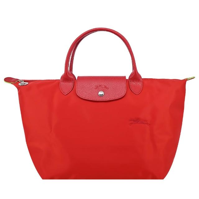 【LONGCHAMP】LE PLIAGE GREEN系列刺繡短把再生尼龍摺疊水餃包(中/多色選)