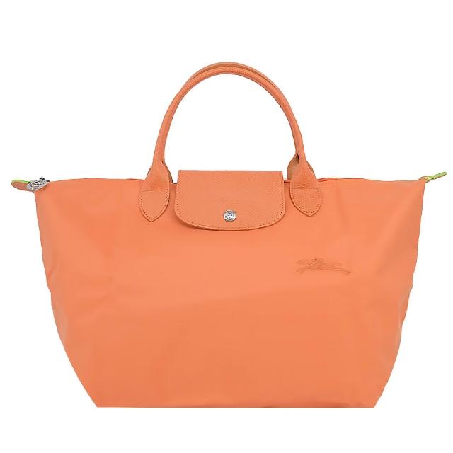 【LONGCHAMP】LE PLIAGE GREEN系列刺繡短把再生尼龍摺疊水餃包(中/多色選)