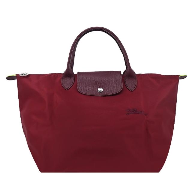 【LONGCHAMP】LE PLIAGE GREEN系列刺繡短把再生尼龍摺疊水餃包(中/多色選)