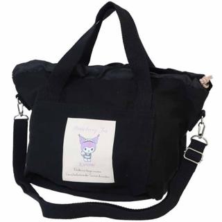 【小禮堂】酷洛米 帆布斜背手提束口兩用包 - 黑服務生(平輸品)
