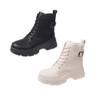 【ShoesClub 鞋鞋俱樂部】百搭時尚7孔綁帶短筒馬丁靴 短靴 023-LA555-3
