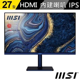 【MSI 微星】Modern MD272QP Ultramarine 群青藍 27型 2K美型螢幕(IPS/WQHD/內建喇叭)