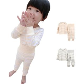 【橘魔法】棉柔條紋居家服長袖上衣+護肚長褲(套裝 睡衣 兒童 童裝 中性款)