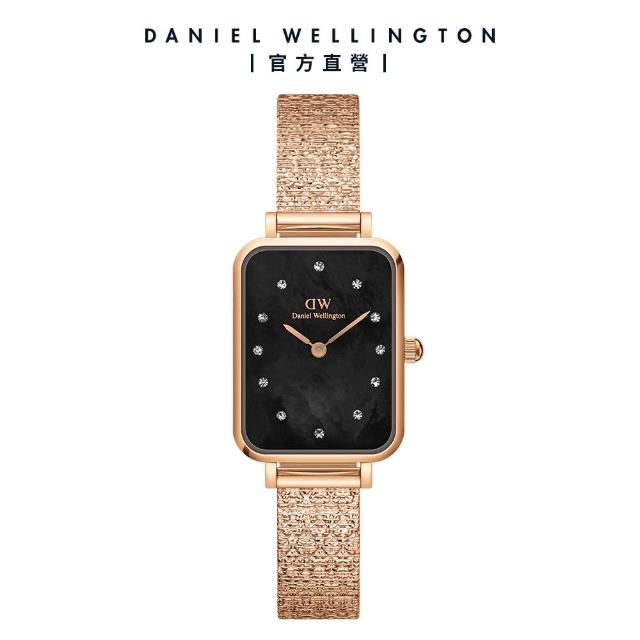 【Daniel Wellington】DW 手錶 Quadro Lumine 20X26-星辰系列貝母盤麥穗鋼琴方錶-星辰黑(三色 DW00100583)