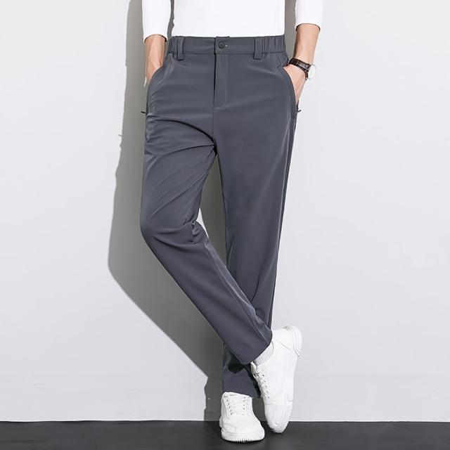 【Billgo】*現貨*XL-8XL 彈力休閒褲商務西裝褲-2款3色 速乾鬆緊拉鍊口袋(130kg大碼、四季可穿、機能)