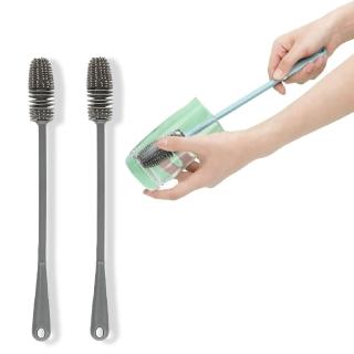 【清潔用品】矽膠零死角廚房清潔刷2入(洗杯刷 奶瓶刷 保溫杯刷 水壺刷 清潔刷 海綿刷 長柄刷 水瓶刷)