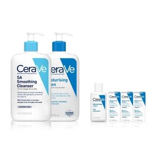 【CeraVe 適樂膚】角質代謝嫩膚組★長效清爽保濕乳+水楊酸煥膚淨嫩潔膚露 473ml(改善乾燥粗糙顆粒)