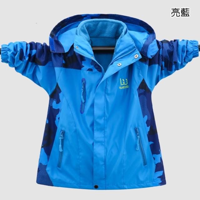【橘魔法】大童 迷彩拚色長袖風衣外套(防風 兩件式可拆 厚 衝鋒衣 長袖 連帽 外套 保暖 親子款 男童 兒童)