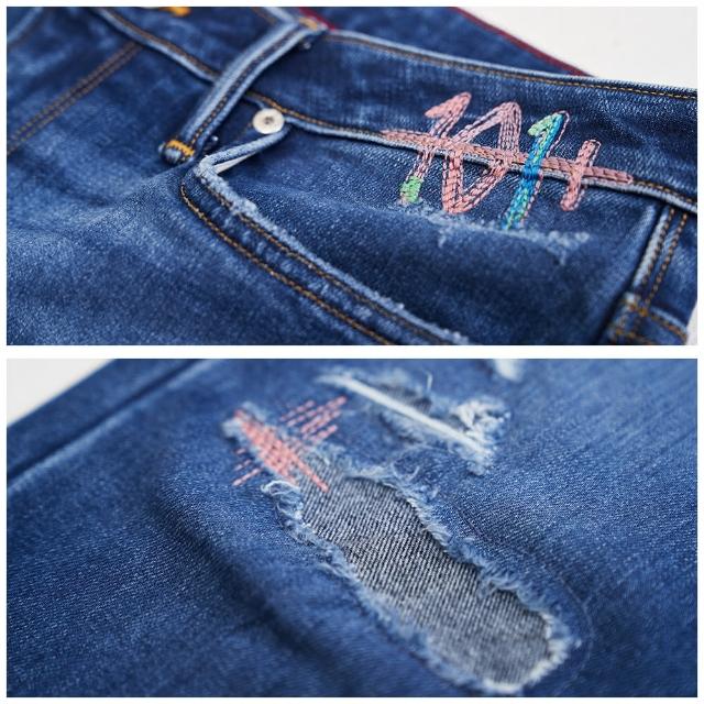 【Lee】出清品-女裝 牛仔褲 / 磨毛 401 中腰標準小直筒 九分褲 中深藍洗水 / 101+ 系列(LL220307256)