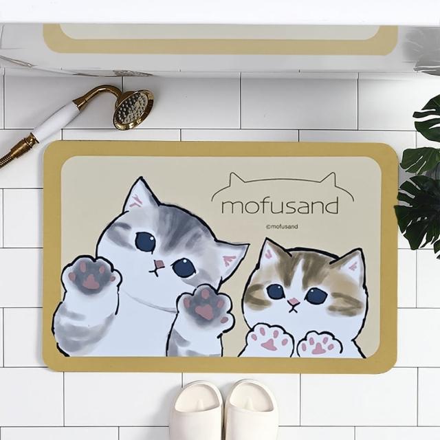【巴芙洛】日本貓福珊迪硅藻土軟式吸水軟式踏墊40*60cm/4入(mofusand地墊/浴室踏墊)