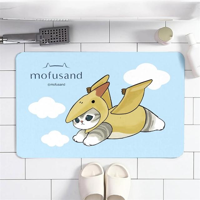 【巴芙洛】日本貓福珊迪硅藻土軟式吸水軟式踏墊40*60cm/4入(mofusand地墊/浴室踏墊)