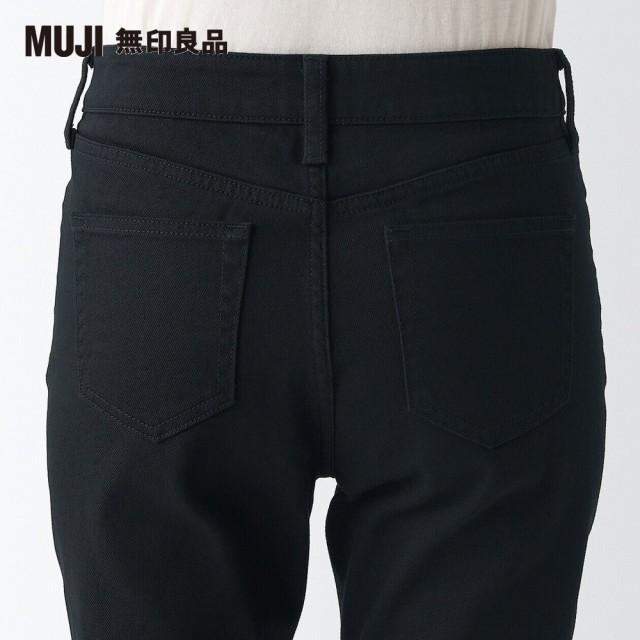 【MUJI 無印良品】女有機棉混彈性丹寧合身褲(黑色)