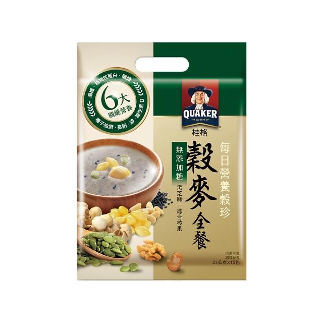 【QUAKER 桂格】每日營養穀珍麥片口味任選2袋(黑穀珍寶/核桃堅果-無糖/穀麥全餐-無糖/杏仁蓮子/鮮蔬野菇)