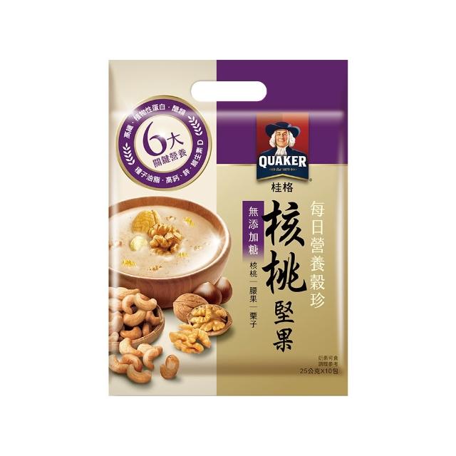 【QUAKER 桂格】每日營養穀珍麥片2袋(黑穀珍寶/核桃堅果-無糖/穀麥全餐-無糖/杏仁蓮子/鮮蔬野菇/鰹魚味噌)