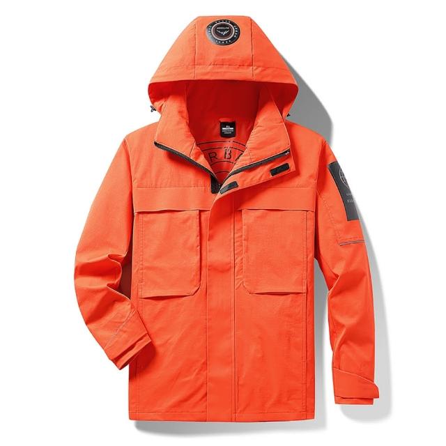 【Billgo】*現貨*XL-8XL加大碼*布標工裝休閒風衣機能外套-4色 登山防風夾克(130kg可穿、四季穿搭)