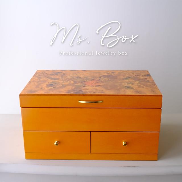 【Ms. box 箱子小姐】英國MELE&CO頂級木製珠寶盒(木質拼花掀蓋兩小抽/飾品盒/收納盒)