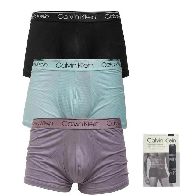 【CALVIN KLEIN】CK男內褲 超細纖維合身短版 低腰男四角內褲 3件組(CK內褲-多款任選)