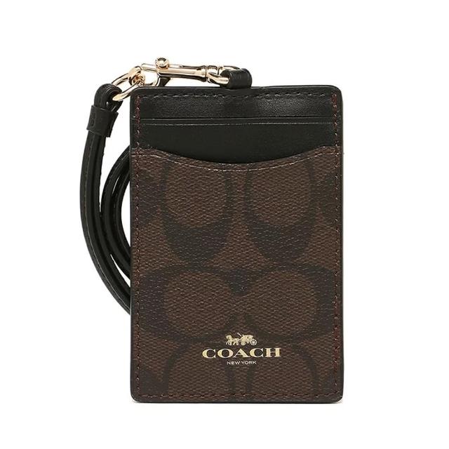 【COACH】燙印LOGO牛皮皮革拼接防刮皮革撞色證件/票卡夾
