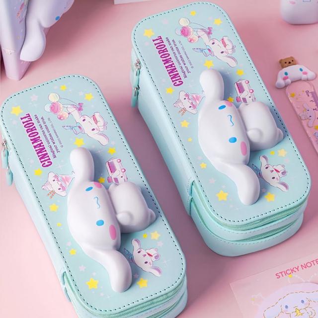 【SANRIO 三麗鷗】官方正版授權軟Q造型EVA材質雙層紓壓立體鉛筆盒筆袋(凱蒂貓/美樂蒂/庫洛米/大耳狗)