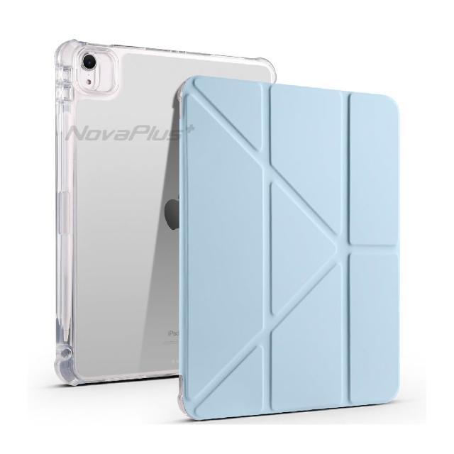 【NovaPlus】iPad 第10代/11代 10.9吋水晶Y折平板保護套(附筆槽設計 透明背蓋iPad原色看的見)