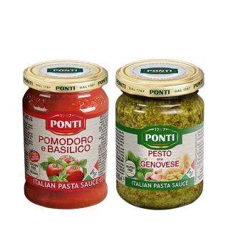 【PONTI】義大利 巴西里番茄紅醬 280g+熱那亞風味青醬 135g