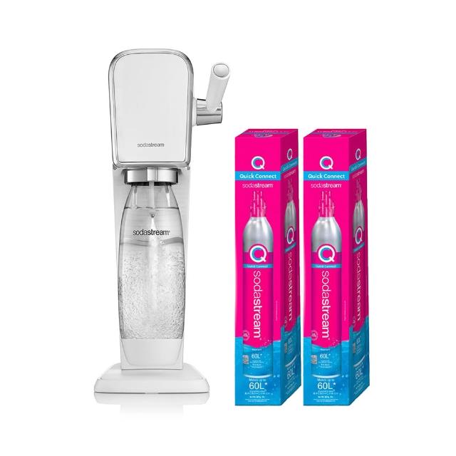 【Sodastream】ART 拉桿式自動扣瓶氣泡水機 白/黑(3支鋼瓶+含1L水瓶x1)