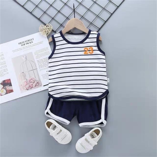 【安朵童舖】現貨夏季韓版兒童童裝家居服無袖背心純棉超薄背心套裝兩件式套裝上衣短褲休閒(125)