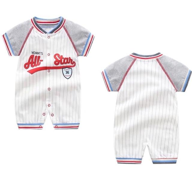【安朵童舖】現貨韓版夏季寶寶薄款棒球短袖運動服連身衣兔裝連身裝哈衣兒童(029A/13)