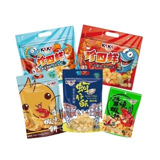 11057218 OL 【KAKA】醬烤海鮮餅乾5入組 追劇大禮包(團購美食/餅乾/洋芋片/醬烤/蝦餅)