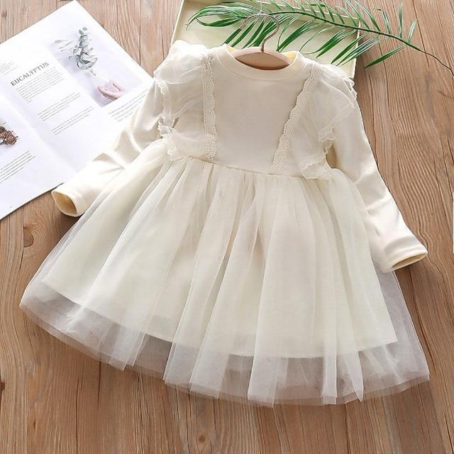 【安朵童舖】現貨韓系小洋裝女童長袖連身裙紗裙新年服可愛短裙兒童洋裝裙子(128/07/22/036/017A)