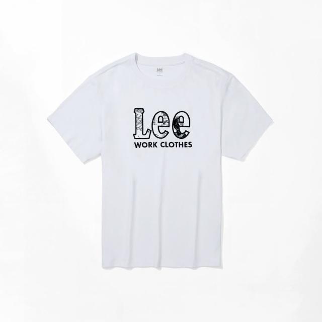 【Lee】男裝 短袖T恤 / 老報印刷 大LOGO 經典白 舒適版型(LB302002K14)