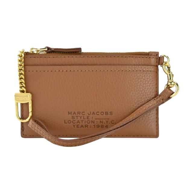 【MARC JACOBS 馬克賈伯】THE LEATHER ZIP壓印LOGO拉鍊鑰匙圈卡片夾/零錢包(多色選)