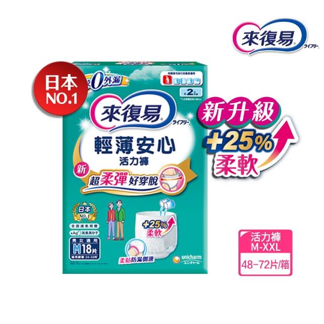 【來復易】成人褲型紙尿褲S-XXL 2-4包/箱(防漏安心復健褲/輕薄活力褲/宛如內褲超薄褲/無痕俐落褲)