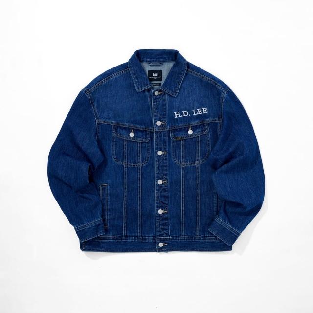 【Lee】男裝 牛仔外套 / H.D.LEE 袋口刺繡 中藍洗水 舒適版型(LB314001860)