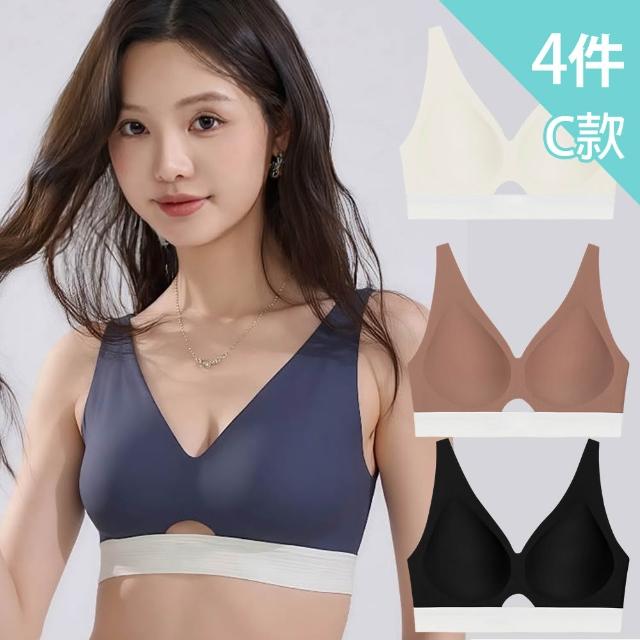 【Mevels 瑪薇絲】5件組 大尺碼素肌涼感包覆無鋼圈內衣/果凍條/無痕內衣/冰絲內衣(冰絲/美胸/舒適/軟支撐)