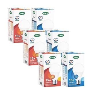 【KAO’S】6入節能標章極致光廣角型LED15W球泡(KA215-6)