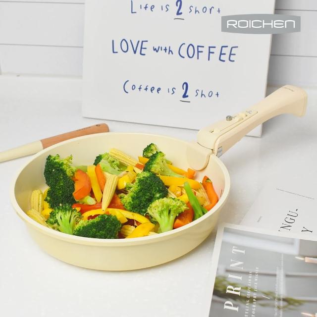 【Roichen】韓國製 24cm平底鍋 不含把手(IH爐 全火源適用 露營 輕量鍋陶瓷塗層不沾鍋)