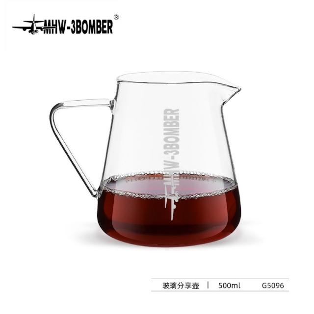 【MHW-3BOMBER】尖嘴分享壺-500ML(輕透明亮 耐溫差 手沖咖啡下壺 玻璃咖啡壺)