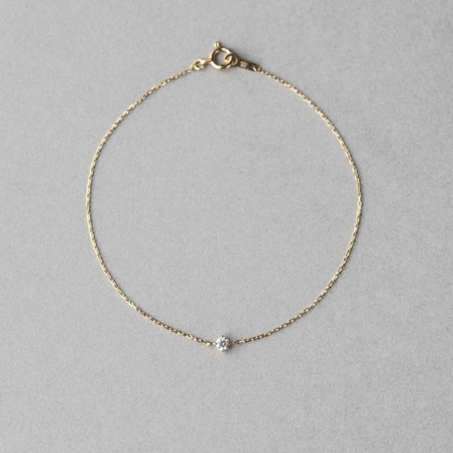 【ete】K18 經典單鑽爪鑲鑽石手鍊-0.06ct(金色 玫瑰金色)