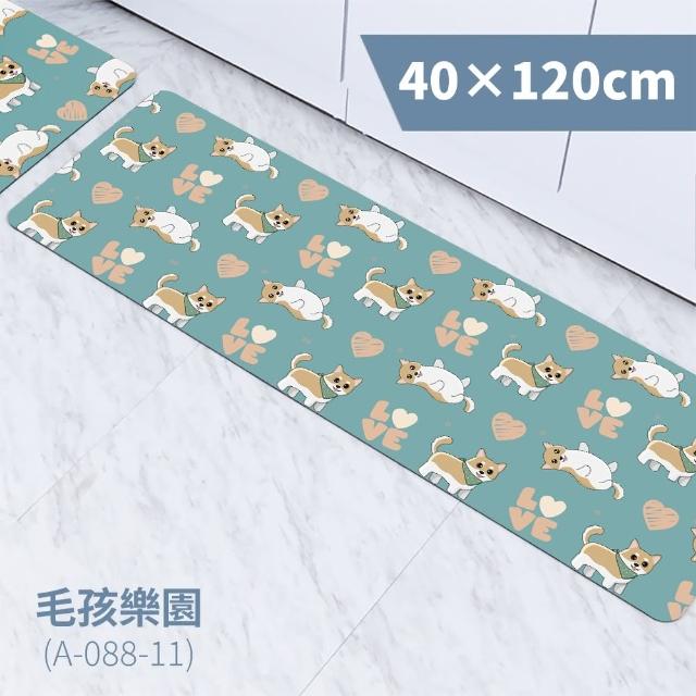 【FL 生活+】奈米硅藻土速乾防滑吸水地墊-加大款1入+特長款1入(小豪宅廚房浴室加大組)